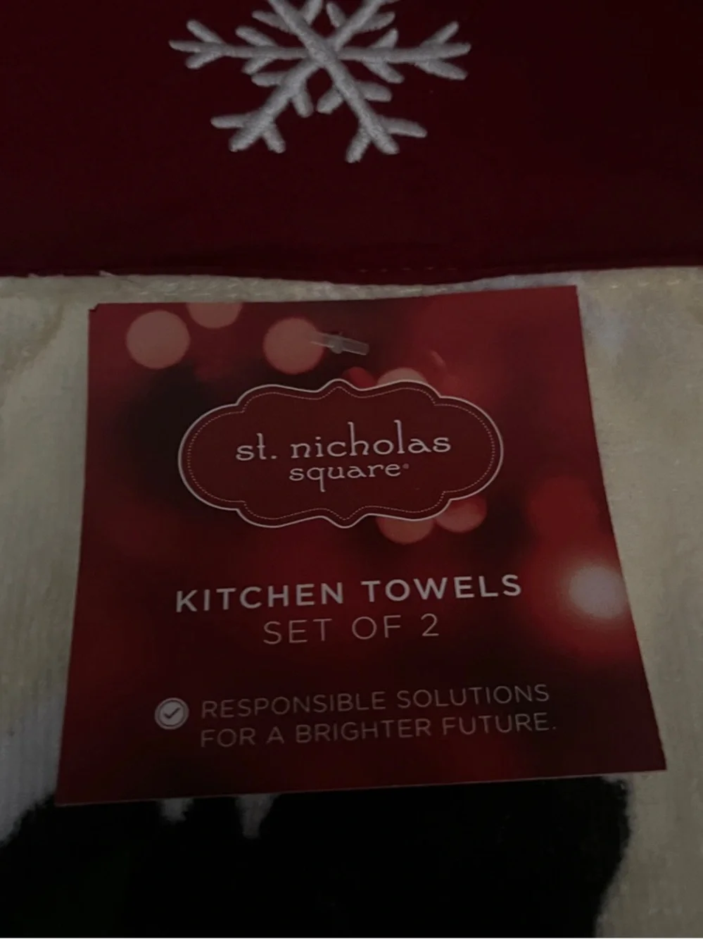 St. Nicholas Square Red and White Snowman Kitchen Towel